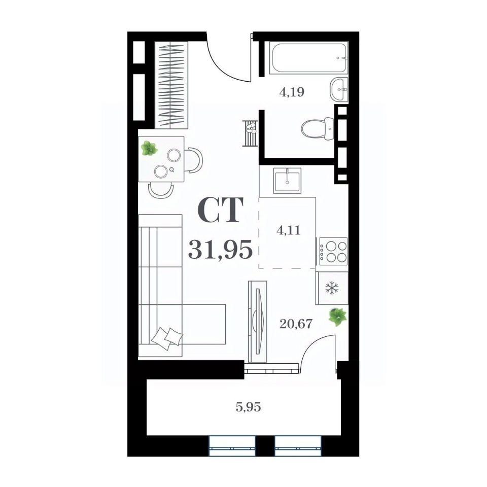 Продажа однокомнатной квартиры 32м² ул. Леонова, 54, Владивосток,  Приморский край - база ЦИАН, объявление 301662067