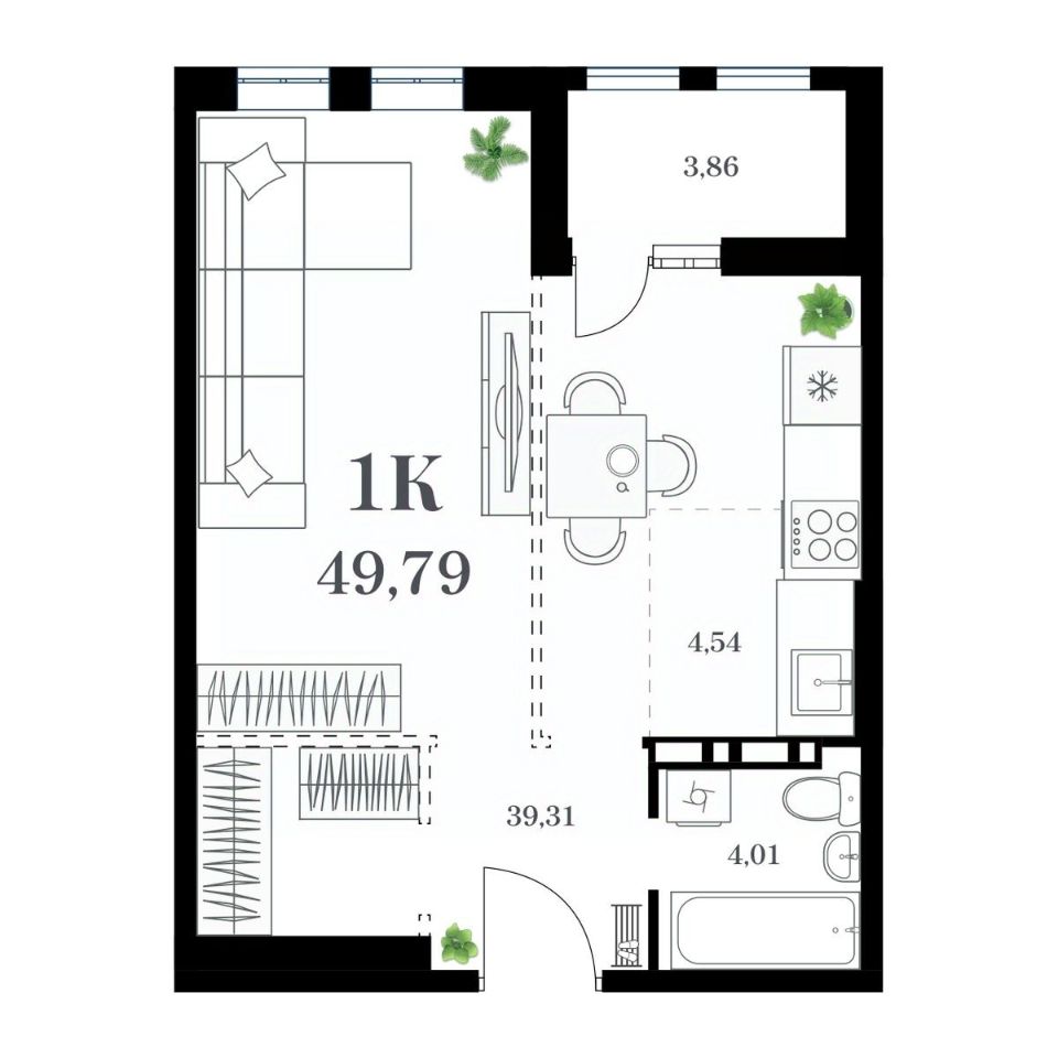 Купить однокомнатную квартиру 49,8м² ул. Леонова, 54, Владивосток,  Приморский край - база ЦИАН, объявление 301663164