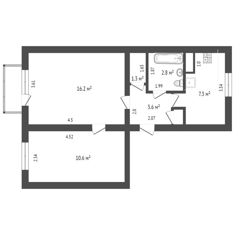 Купить двухкомнатную квартиру 44,6м² ул. Чернышевского, 34, Альметьевск,  Татарстан респ., Альметьевский район - база ЦИАН, объявление 301684680