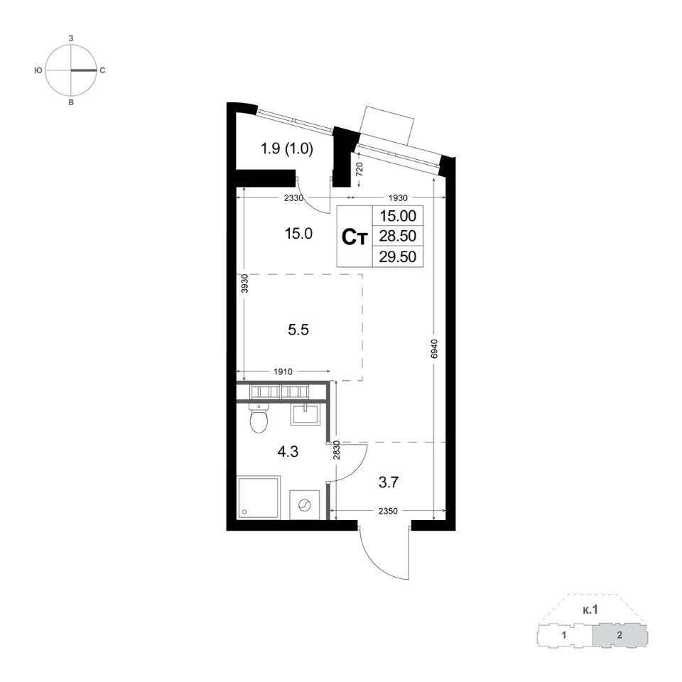 Продажа квартиры-студии 29,5м² Московская область, Люберцы городской округ,  Красково дп, Коренево поселок - база ЦИАН, объявление 301714381