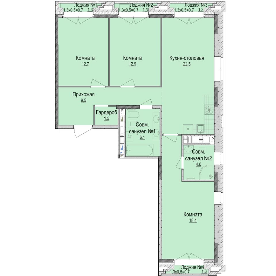 Продажа трехкомнатной квартиры 90,7м² Красногеройская ул., Ижевск,  Удмуртская респ. - база ЦИАН, объявление 301727650