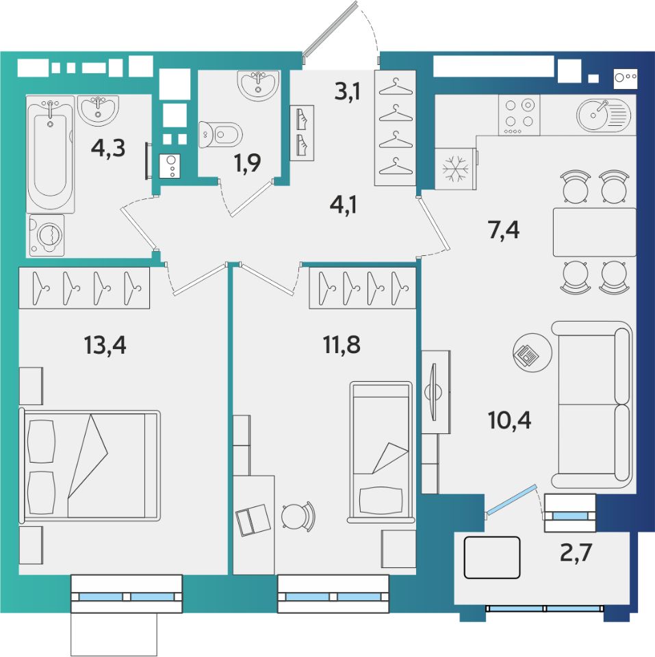 Продаю трехкомнатную квартиру 58м² ул. Архитектора П.П. Берша, 44, Ижевск,  Удмуртская респ. - база ЦИАН, объявление 301727915