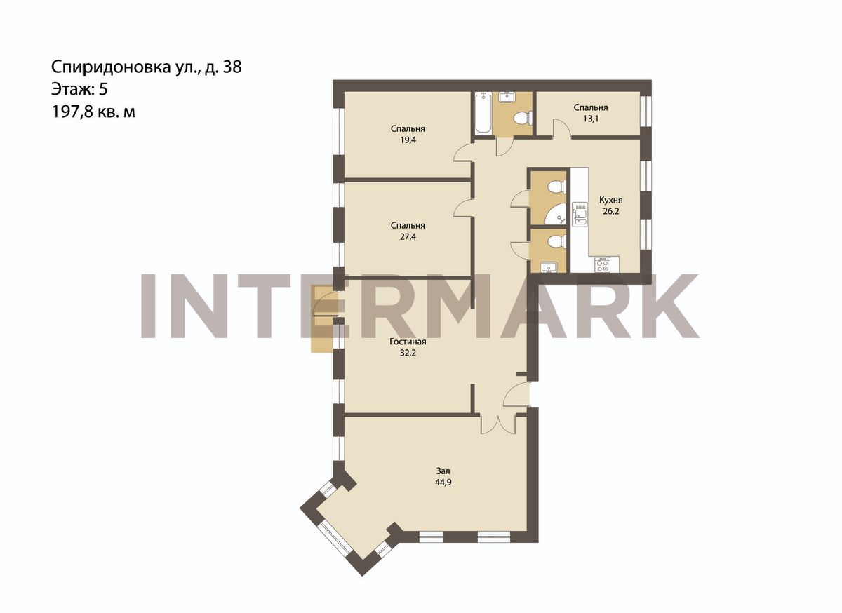 Купить пятикомнатную квартиру 197,8м² ул. Спиридоновка, 38, Москва, м.  Баррикадная - база ЦИАН, объявление 294255096