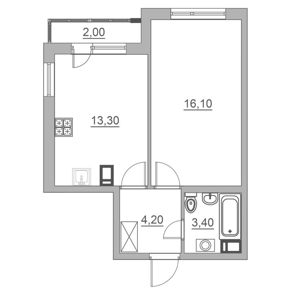 Продажа двухкомнатной квартиры 39м² Всеволожск, Ленинградская область,  Всеволожский район, Промышленный район Коммунально-складская зона, м.  Девяткино - база ЦИАН, объявление 301294684