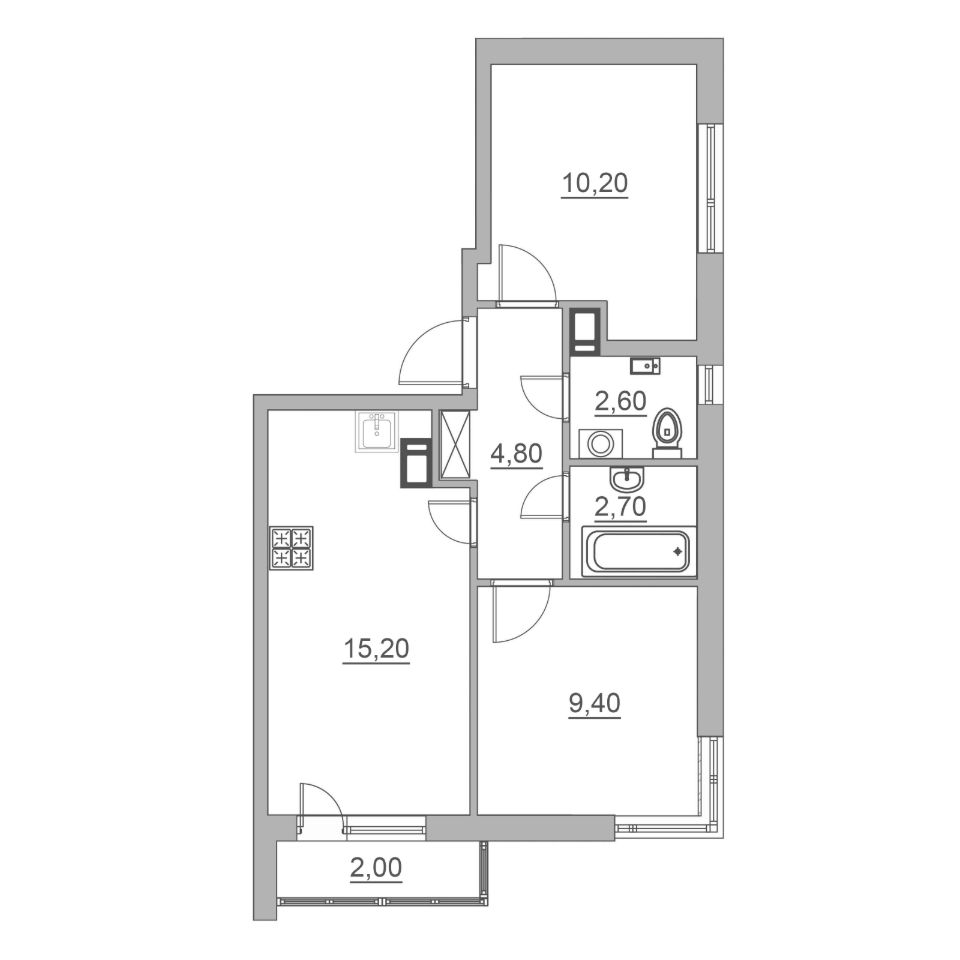 Купить трехкомнатную квартиру 46,8м² Всеволожск, Ленинградская область,  Всеволожский район, Промышленный район Коммунально-складская зона, м.  Девяткино - база ЦИАН, объявление 301294800