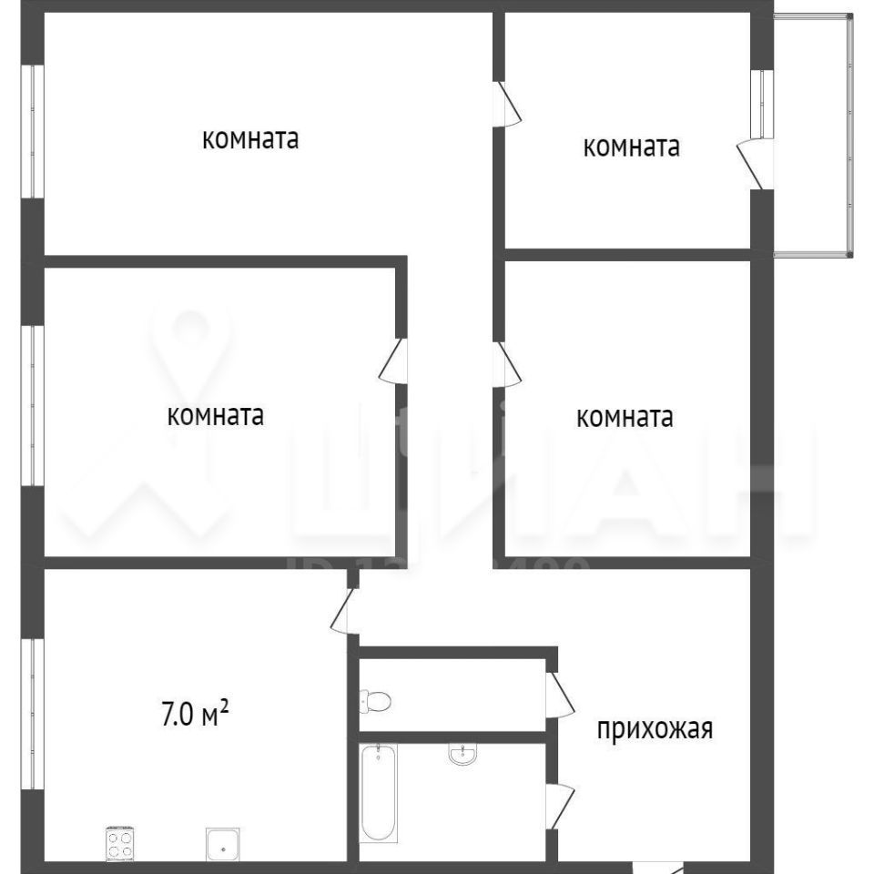 Планировка этой квартиры по данным Циан