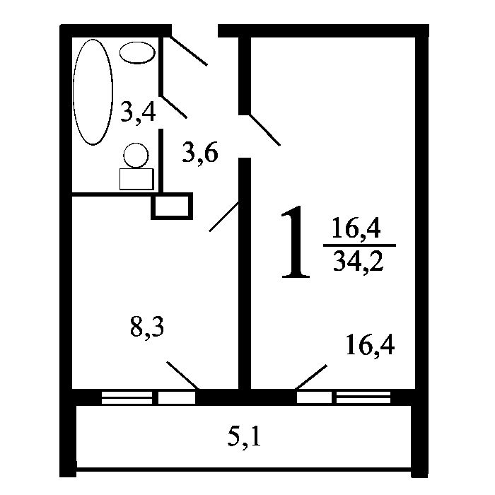 Планировка этой квартиры по данным Циан