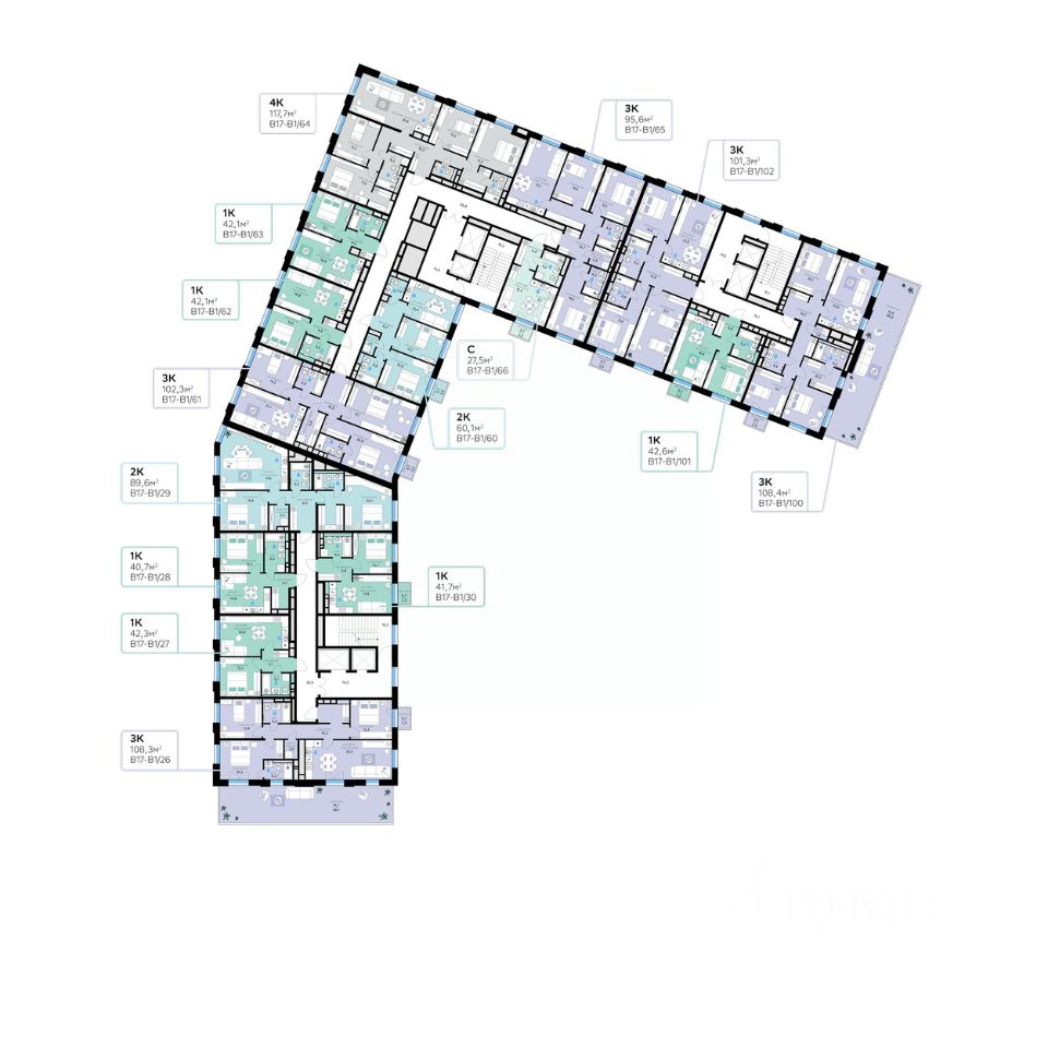 Купить четырехкомнатную квартиру 117,7м² Москва, Рублево-Архангельское  микрорайон, Сберсити жилой комплекс, В17 квартал, м. Опалиха - база ЦИАН,  объявление 301919268