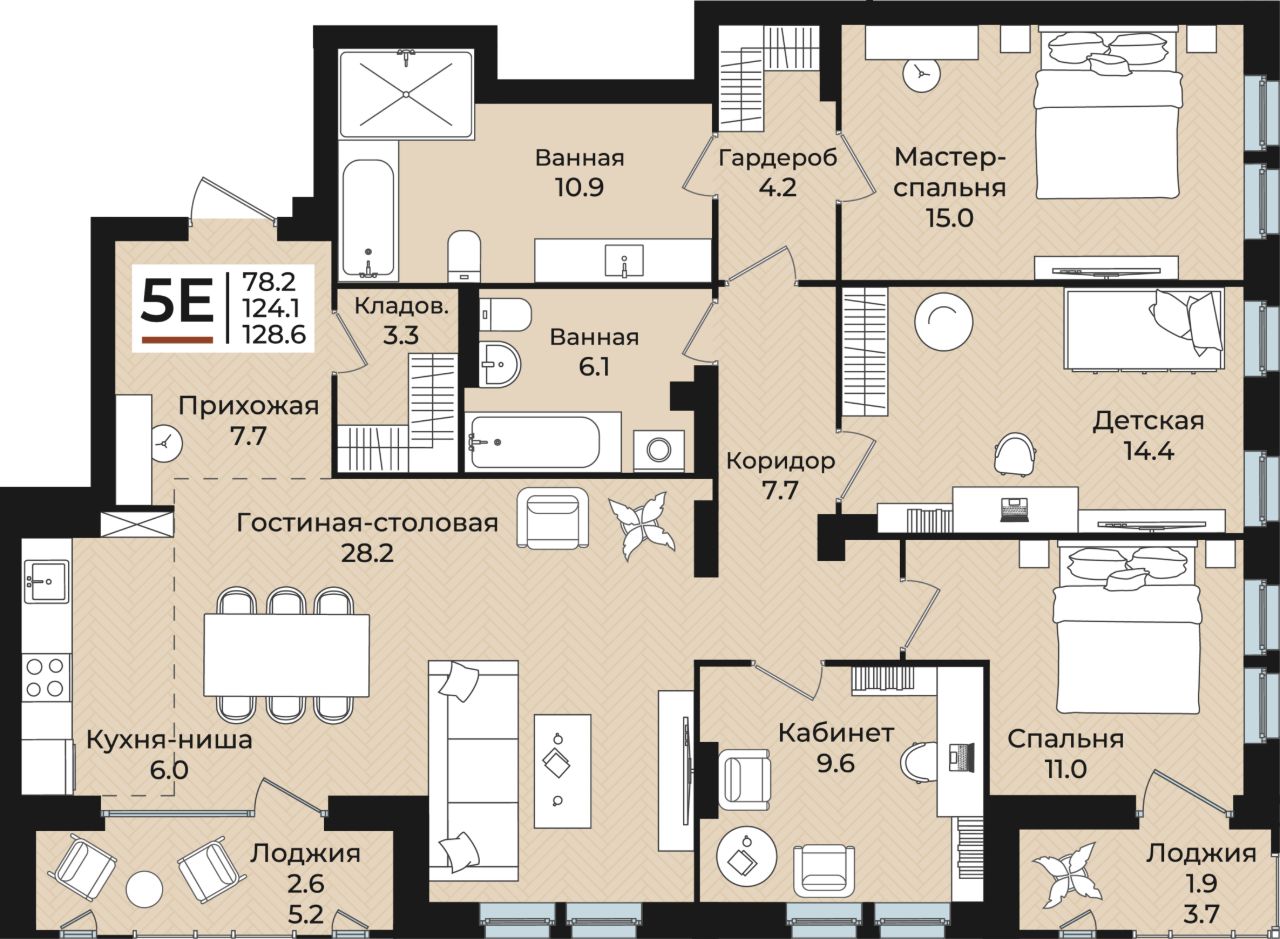 Продаю пятикомнатную квартиру 128,6м² Екатерининская ул., 38, Пермь,  Пермский край - база ЦИАН, объявление 301947170