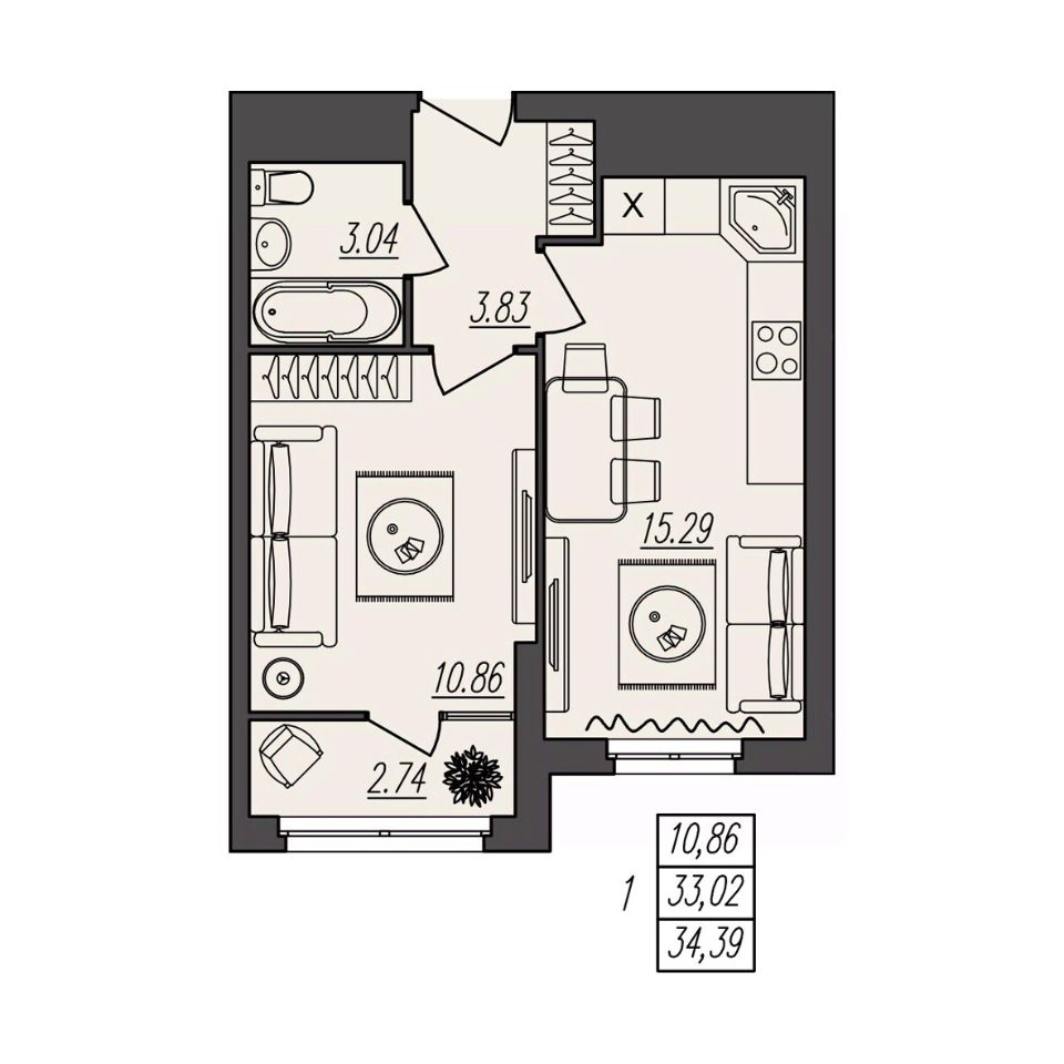 Купить однокомнатную квартиру 34,4м² ул. Степана Разина, 25/1, Волгоград,  Волгоградская область - база ЦИАН, объявление 301954083