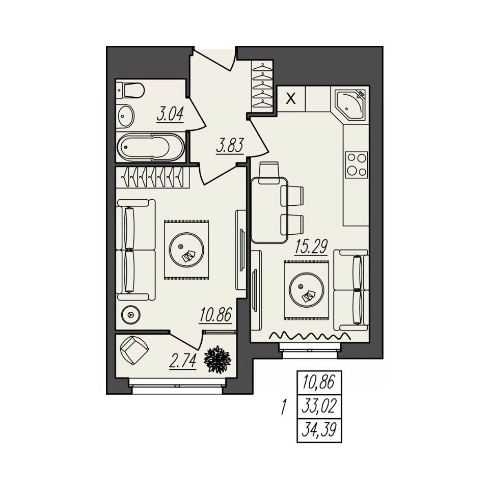 Продаю однокомнатную квартиру 34,4м² ул. Степана Разина, 25/2, Волгоград,  Волгоградская область - база ЦИАН, объявление 301954352