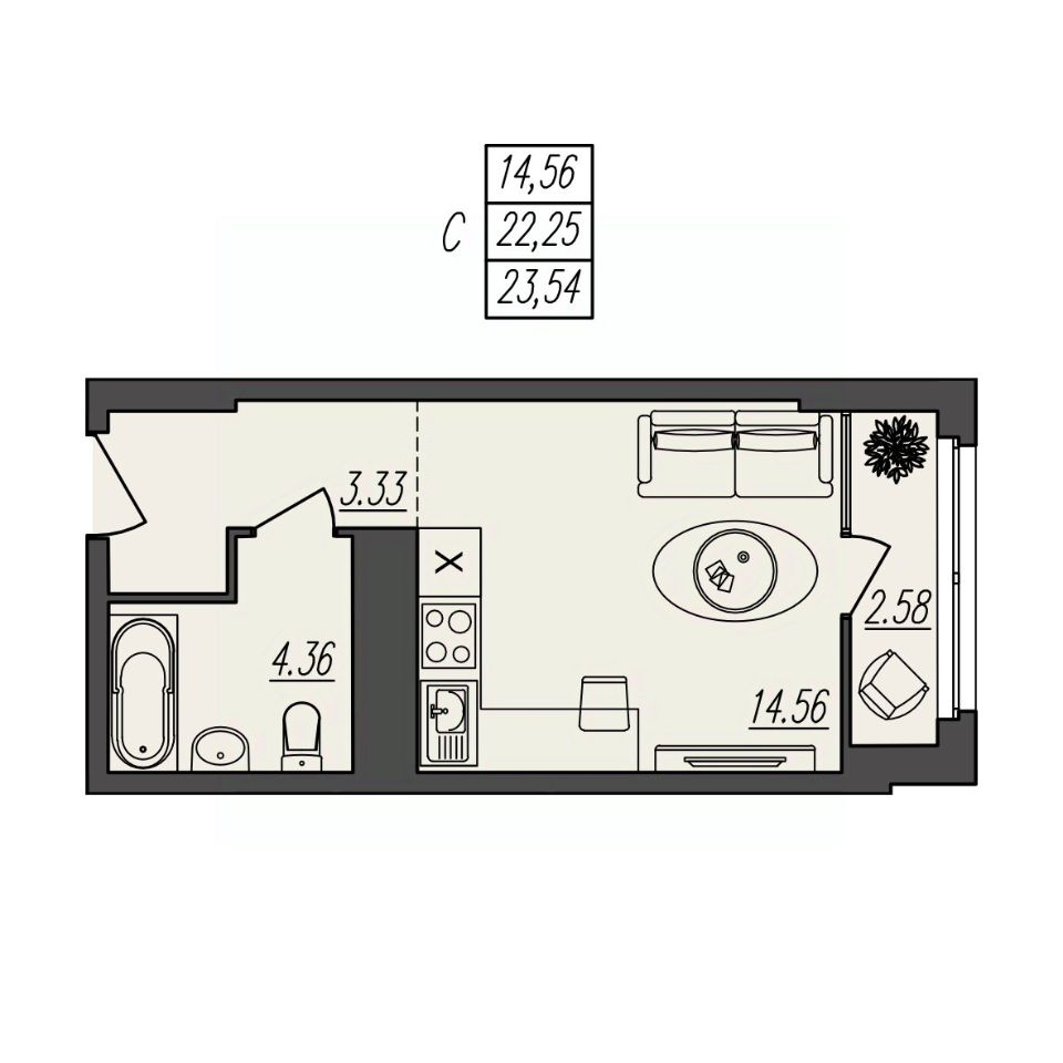 Продажа квартиры-студии 23,5м² ул. Степана Разина, 27/1, Волгоград,  Волгоградская область - база ЦИАН, объявление 301954423