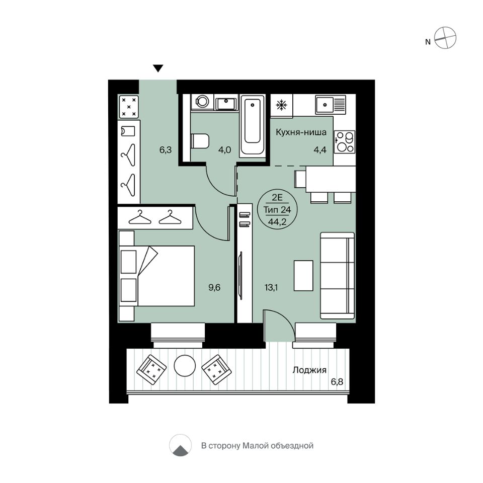 Купить двухкомнатную квартиру 44,2м² Петрозаводская ул., 47, Сыктывкар,  Коми респ. - база ЦИАН, объявление 301960563