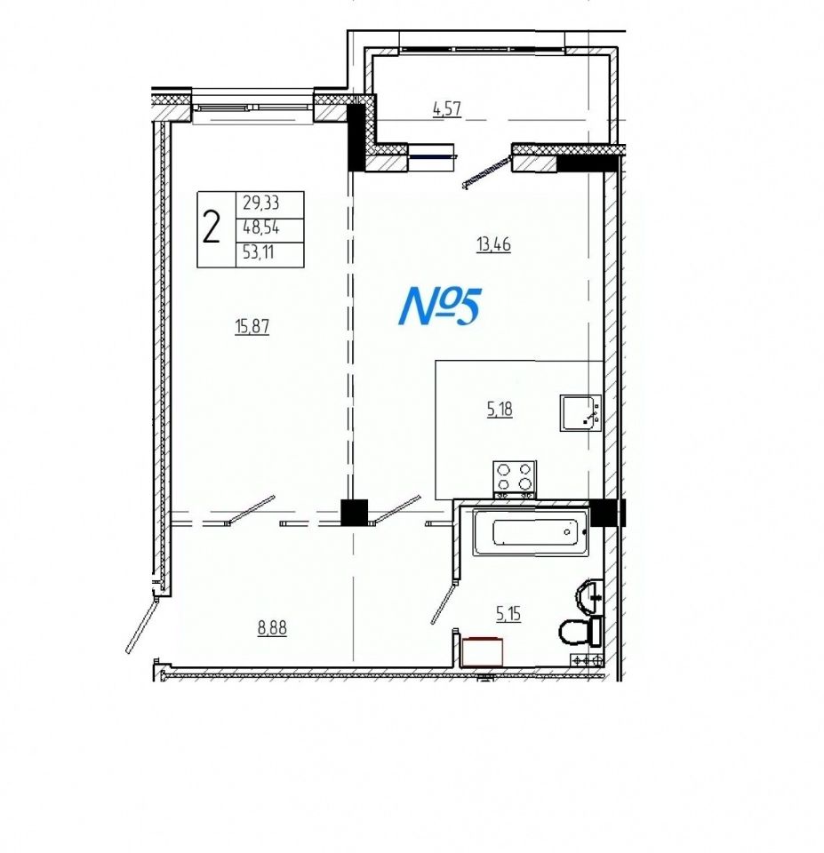 Продажа двухкомнатной квартиры 53,1м² Омск, Омская область - база ЦИАН,  объявление 302012257