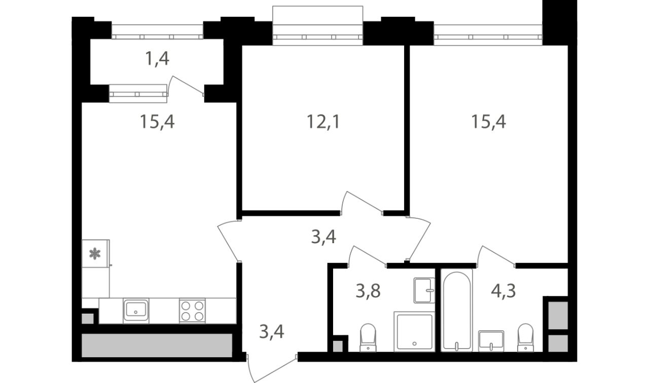 Продажа двухкомнатной квартиры 59,2м² Москва, Северный административный  округ, Головинский район, Михалковский жилой комплекс, м. Водный стадион -  база ЦИАН, объявление 300923008