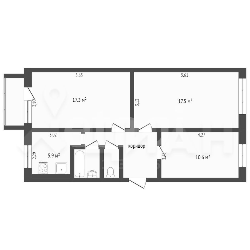 Продаю трехкомнатную квартиру 65м² просп. 70 лет Октября, 94, Саранск,  Мордовия респ. - база ЦИАН, объявление 302052107