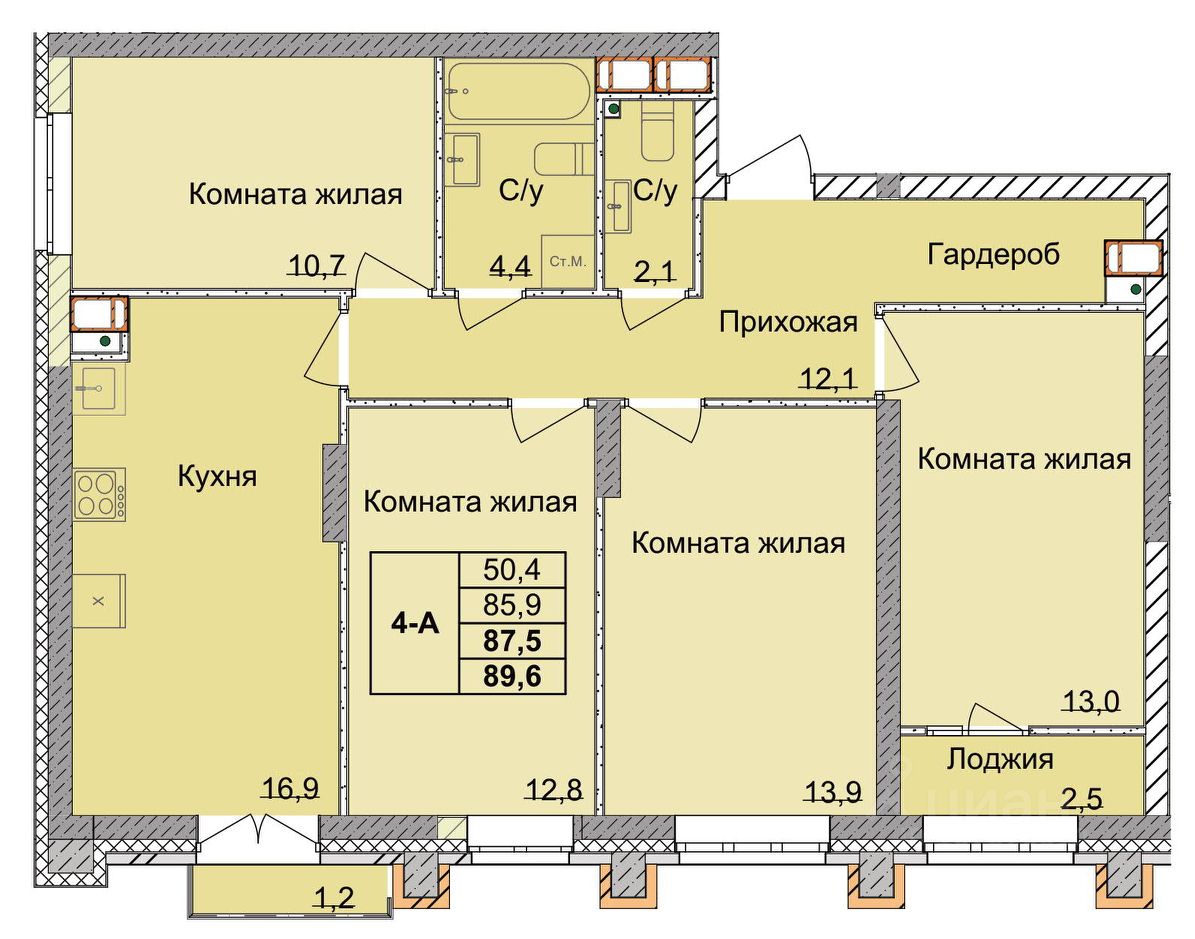 Купить 4-комнатную квартиру в новостройках в микрорайоне проспект Гагарина  в городе Нижний Новгород, цена на официальном сайте от застройщика, продажа  4-комнатных квартир в новом доме. Найдено 7 объявлений.