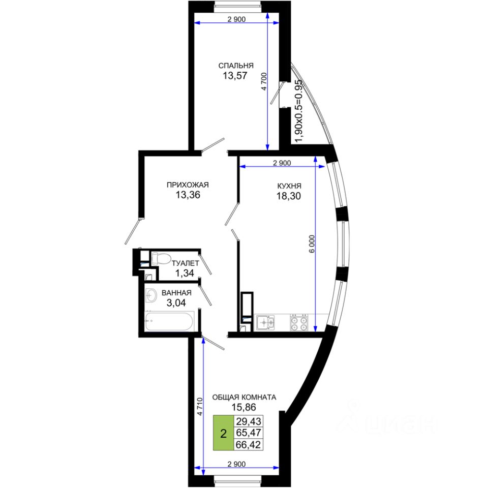 Купить двухкомнатную квартиру 66,4м² Краснодар, Краснодарский край, Имени  Петра Метальникова микрорайон, Лучший жилой комплекс - база ЦИАН,  объявление 302117751