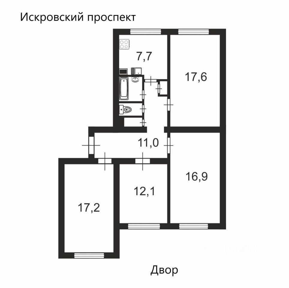 Купить 4-комнатную квартиру на проспекте Искровский в Санкт-Петербурге,  продажа четырехкомнатных квартир во вторичке и первичке на Циан. Найдено 3  объявления