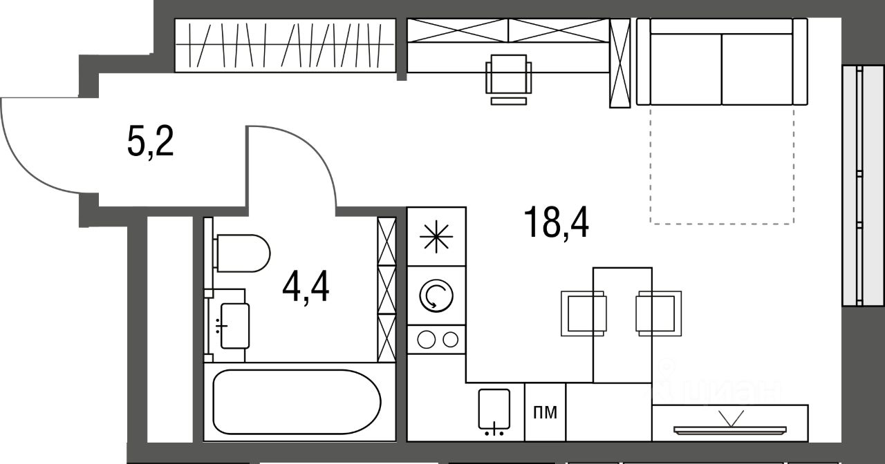 ПродаетсяСтудия,28,1м²