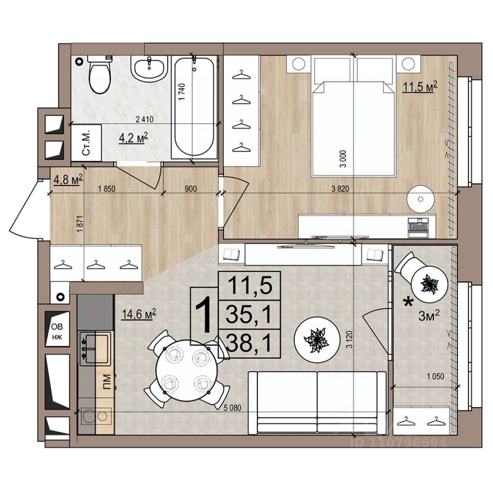 Продажа однокомнатной квартиры 38,1м² ул. Гудкова, 6, Жуковский, Московская  область, Жуковский городской округ, м. Ильинская - база ЦИАН, объявление  302400367