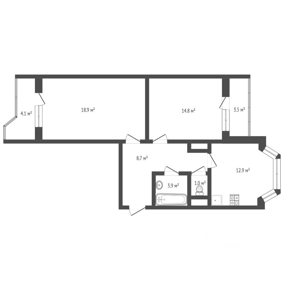 Продажа двухкомнатной квартиры 60,1м² Ясный проезд, 32к1, Москва, м.  Медведково - база ЦИАН, объявление 302409844