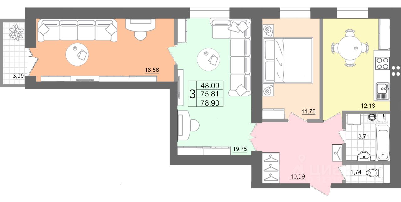 Купить 3-комнатную квартиру 80 кв.м. в Смоленске, продажа 3-комнатных  квартир 80 м2. Найдено 54 объявления.