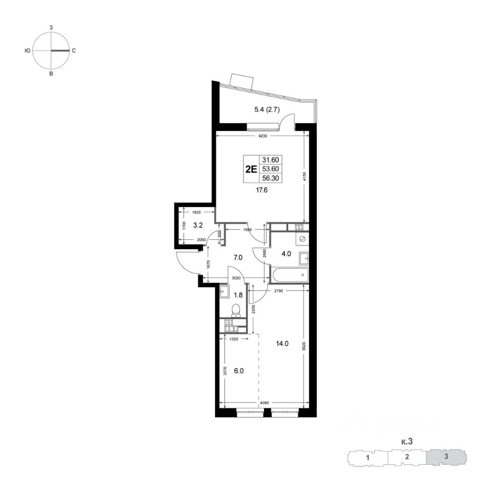 Купить двухкомнатную квартиру 56,3м² Московская область, Люберцы городской  округ, Красково дп, Коренево поселок - база ЦИАН, объявление 302472801