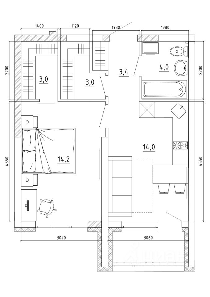 Продается2-комн.квартира,46,3м²