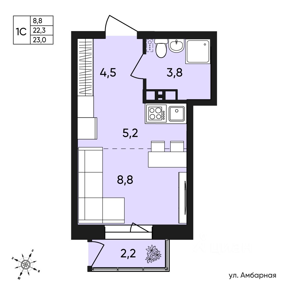 Продажа однокомнатной квартиры 23м² Белозерская ул., 30А, Пермь, Пермский  край - база ЦИАН, объявление 302542855