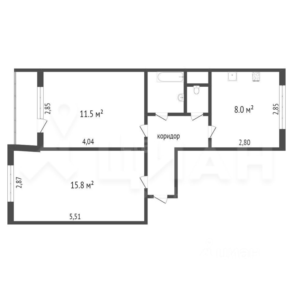 Снять двухкомнатную квартиру 47м² ул. Терешковой, 12, Новосибирск,  Новосибирская область, Академгородок микрорайон - база ЦИАН, объявление  302546397