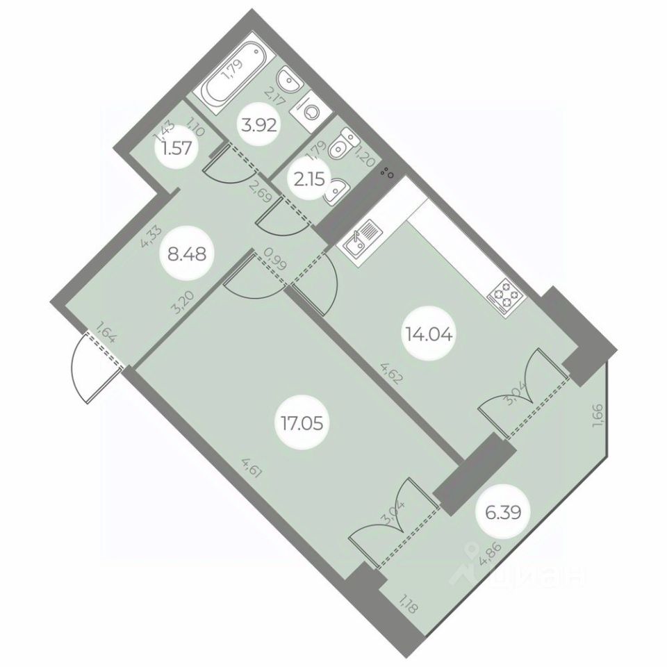 Продаю однокомнатную квартиру 50,4м² ул. Маршала Захарова, 10,  Санкт-Петербург, м. Проспект Ветеранов - база ЦИАН, объявление 302587481