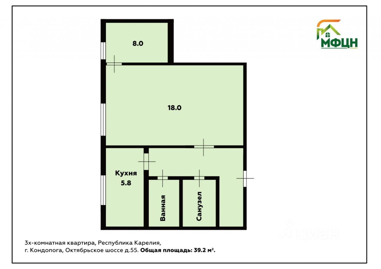 Купить квартиру на шоссе Октябрьское в городе Кондопога, продажа квартир во  вторичке и первичке на Циан. Найдено 6 объявлений