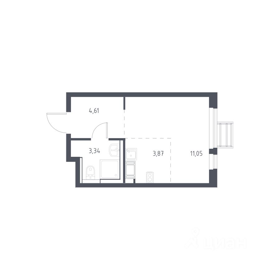 Продажа квартиры-студии 22,9м² к7.2, Московская область, Ленинский  городской округ, Коробово деревня, Горки Парк жилой комплекс, м. Лебедянская  - база ЦИАН, объявление 302655328