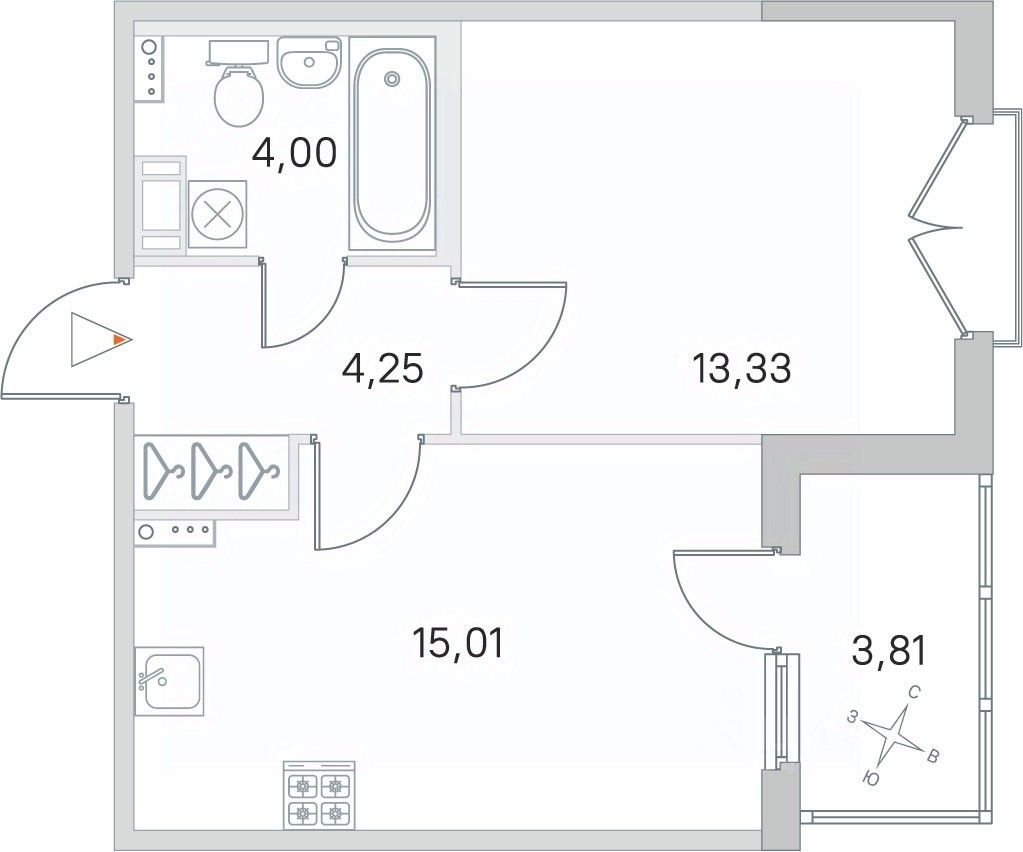 Продается1-комн.квартира,38,5м²