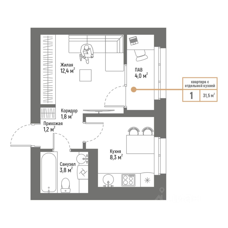 Продаю однокомнатную квартиру 31,5м² Интернациональная ул., 61, Стерлитамак,  Башкортостан респ., Стерлитамакский район - база ЦИАН, объявление 302689307