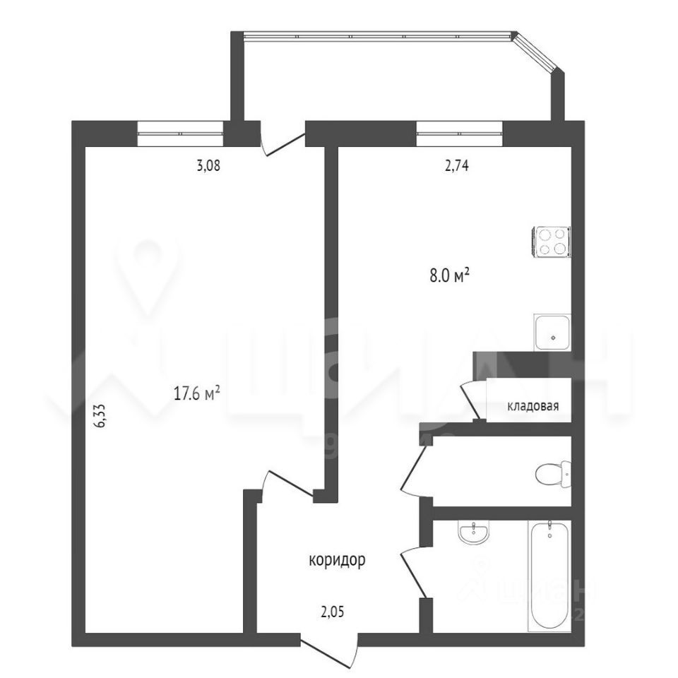 Продажа однокомнатной квартиры 36м² просп. Авиаконструкторов, 3К2,  Санкт-Петербург, м. Комендантский проспект - база ЦИАН, объявление 302738041