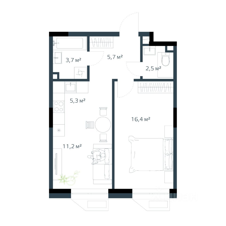 Продажа двухкомнатной квартиры 44,8м² Владивосток, Приморский край, Дом на  Востоке жилой комплекс - база ЦИАН, объявление 302752759