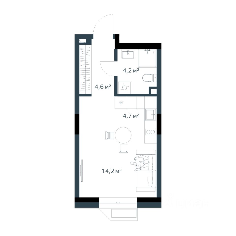 Продаю однокомнатную квартиру 27,7м² Владивосток, Приморский край, Дом на  Востоке жилой комплекс - база ЦИАН, объявление 302752769