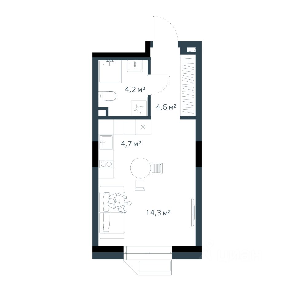 Продажа однокомнатной квартиры 27,8м² Владивосток, Приморский край, Дом на  Востоке жилой комплекс - база ЦИАН, объявление 302752771