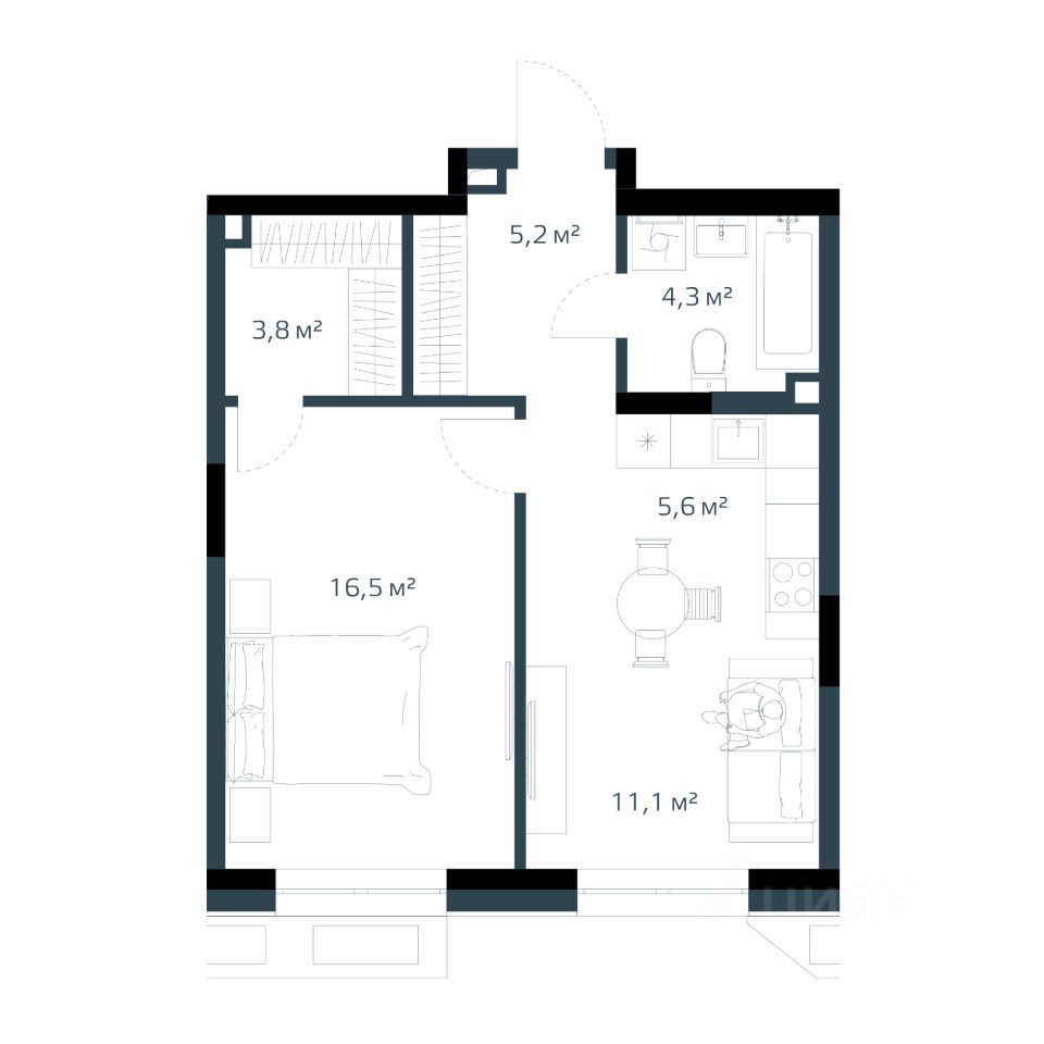 Продажа двухкомнатной квартиры 46,5м² Владивосток, Приморский край, Дом на  Востоке жилой комплекс - база ЦИАН, объявление 302752780