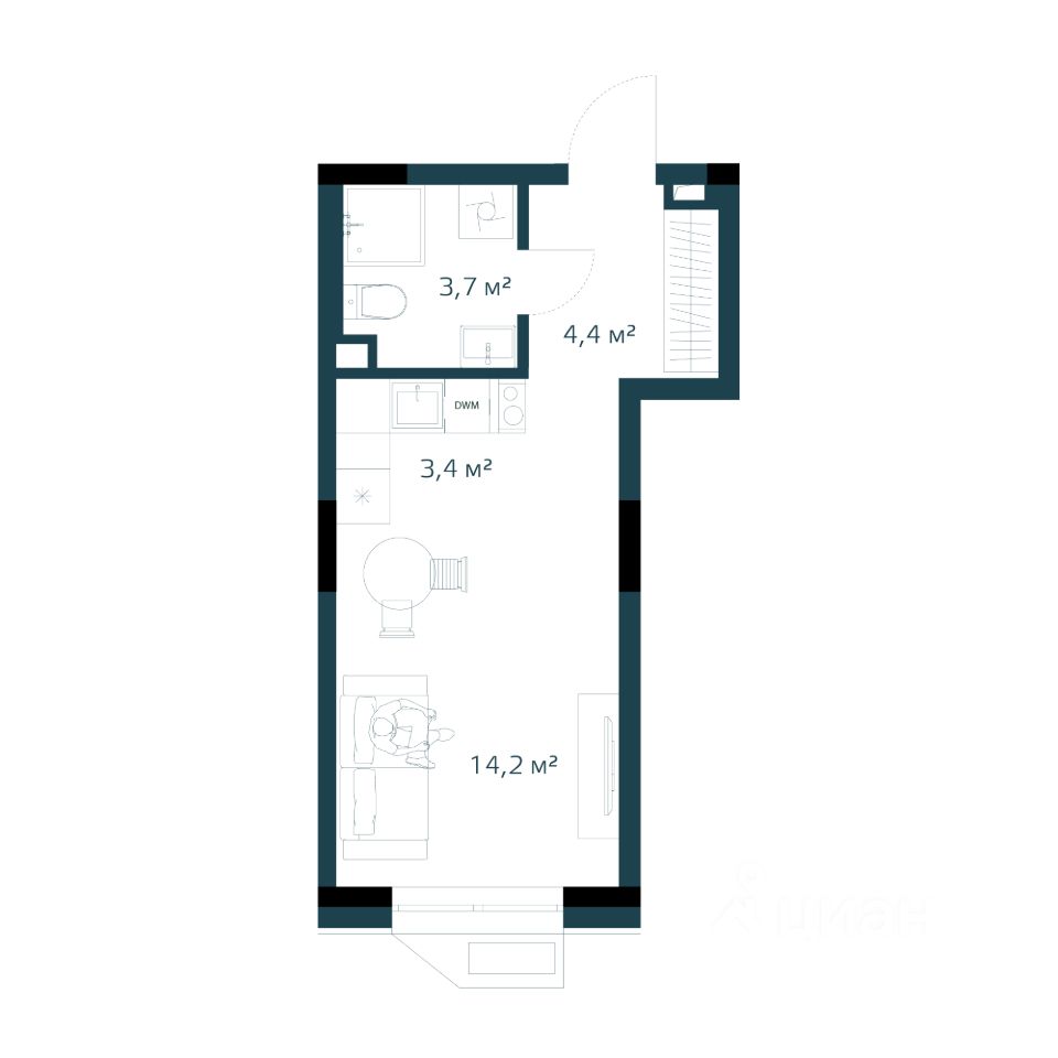 Купить однокомнатную квартиру 25,7м² Владивосток, Приморский край, Дом на  Востоке жилой комплекс - база ЦИАН, объявление 302752812