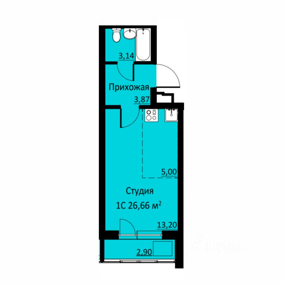 Продаю квартиру-студию 26,7м² ул. Водопроводная, 6/2, Пермский край,  Кондратово деревня - база ЦИАН, объявление 302893910