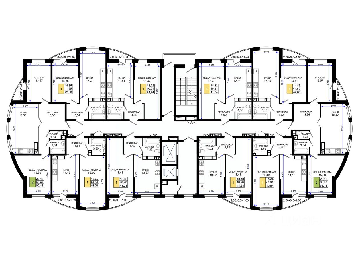 Продажа двухкомнатной квартиры 66,4м² Краснодар, Краснодарский край, Имени  Петра Метальникова микрорайон, Лучший жилой комплекс - база ЦИАН,  объявление 302118172