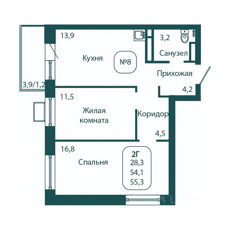 Продажа двухкомнатной квартиры 55,3м² 3, Московская область, Солнечногорск  городской округ, Андреевка рп, Андреевка Лайф жилой комплекс, м. Зеленоград  — Крюково - база ЦИАН, объявление 302902177