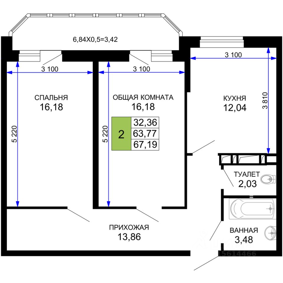 Продаю двухкомнатную квартиру 67,2м² Краснодар, Краснодарский край, Имени Петра  Метальникова микрорайон, Лучший жилой комплекс - база ЦИАН, объявление  302118359