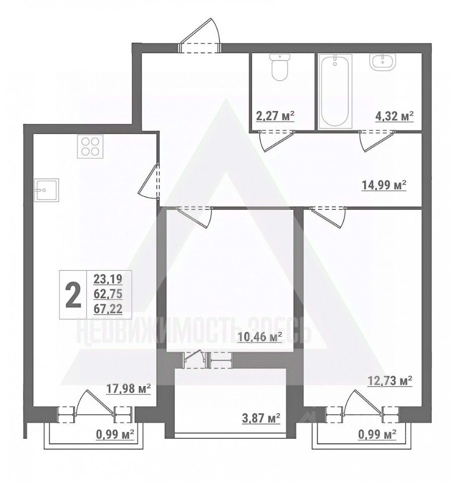 Продаю двухкомнатную квартиру 67,2м² ул. Чапаева, 6, Владимир, Владимирская  область - база ЦИАН, объявление 302946944