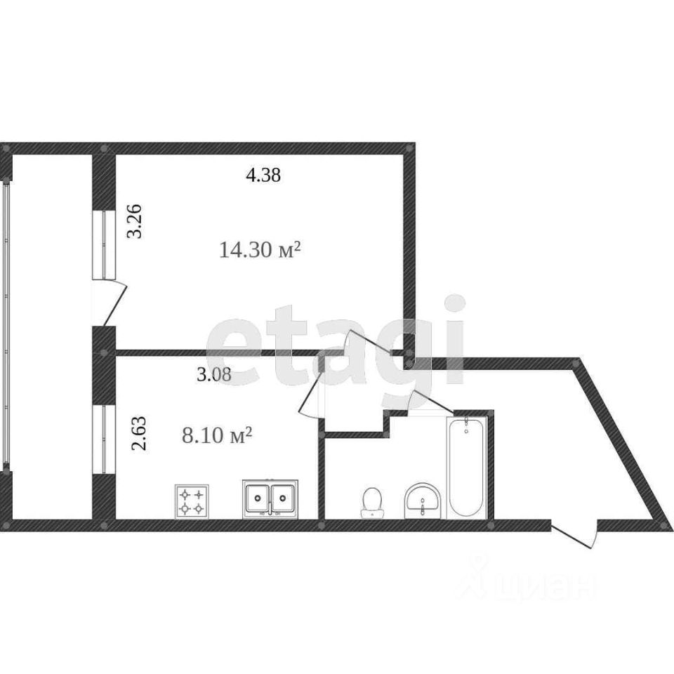 Продажа однокомнатной квартиры 32,7м² Дальняя ул., 22, Вологда, Вологодская  область - база ЦИАН, объявление 303000088