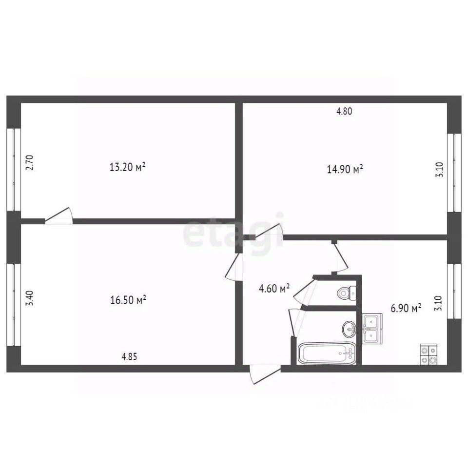 Продажа трехкомнатной квартиры 58,9м² ул. Челюскинцев, 49, Вологда,  Вологодская область - база ЦИАН, объявление 303000670