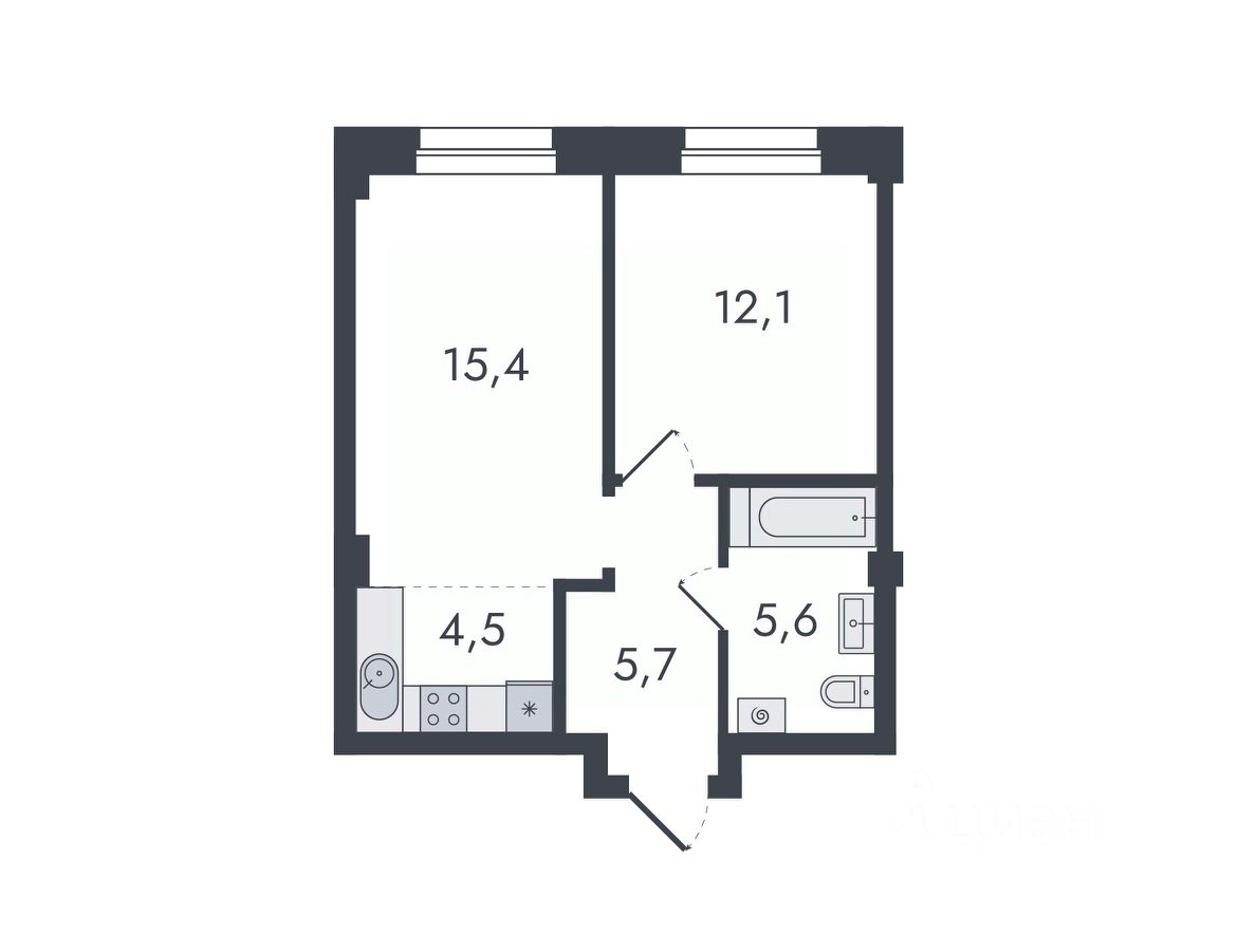 Купить двухкомнатную квартиру 43,3м² ул. Чистопрудненская, 13, Киров,  Кировская область - база ЦИАН, объявление 303008601